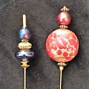 Vintage Hand Blown Murano Glass Hat Pins